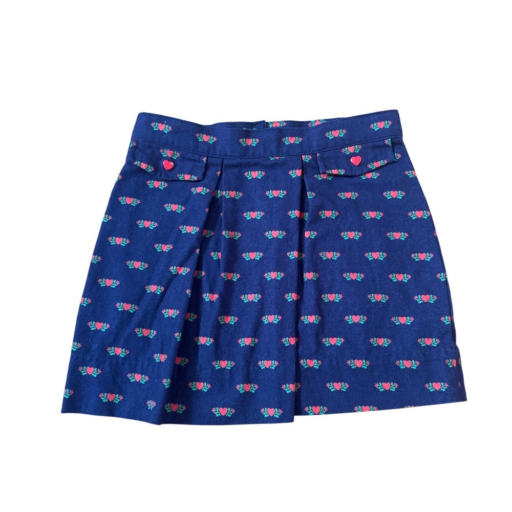 The Beaufort Bonnet Company Skirt Girls Navy Heart Print Pleated SIZE 7